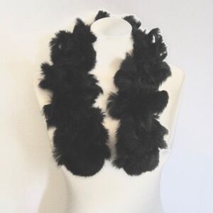 Fur Scarf /Neck Warmer  with Pom Poms